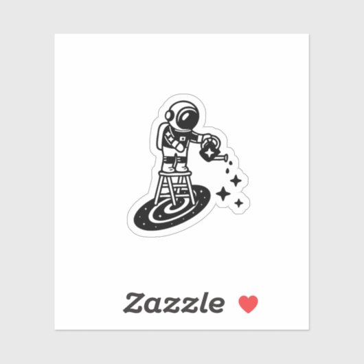 Cosmic Rain – Astronaut Watering Stars Sticker  シール (シート)