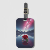 Cosmic Rose: Galaxy Reflection on Serene Lake ラゲッジタグ (正面縦)