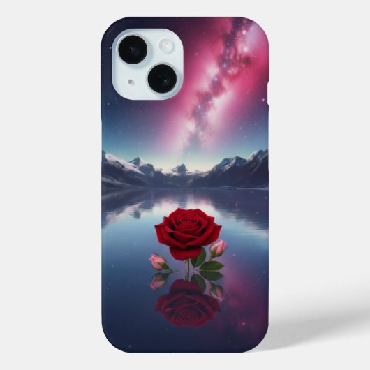 Cosmic Rose: Galaxy Reflection on Serene Lake Case-Mate iPhoneケース (裏面)