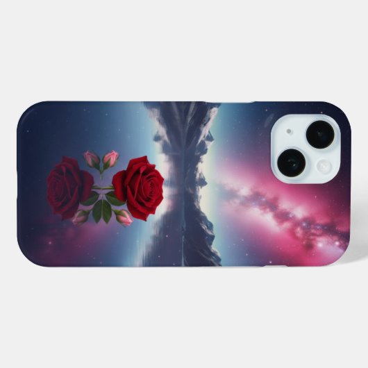 Cosmic Rose: Galaxy Reflection on Serene Lake Case-Mate iPhoneケース (裏面 (横))