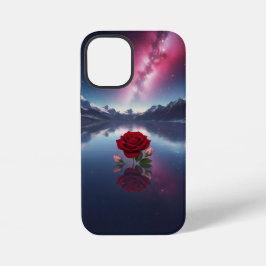 Cosmic Rose: Galaxy Reflection on Serene Lake iPhone 12 Miniケース