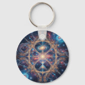 Cosmic Sacred Geometry Galaxy Mandala Art キーホルダー (正面)