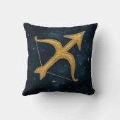 Cosmic Sagittarius Zodiac Shimmering Gold Archer クッション (裏面)