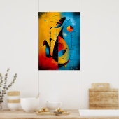 Cosmic Saxophone – Modern Abstract Geometric Wall  ポスター (キッチン)