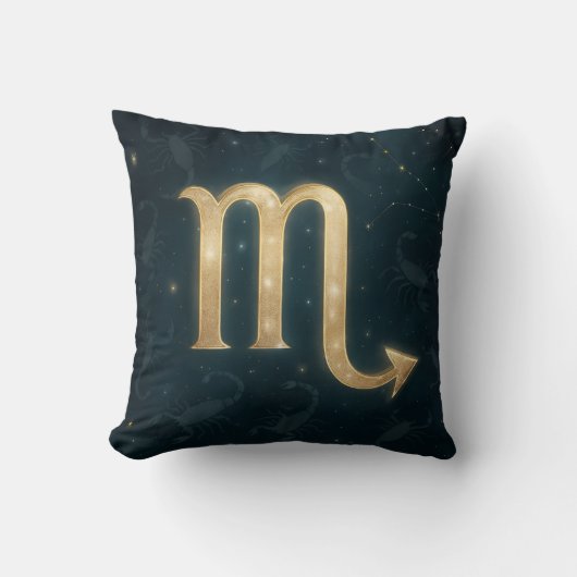 Cosmic Scorpio Zodiac with Celestial Silhouettes クッション (正面)