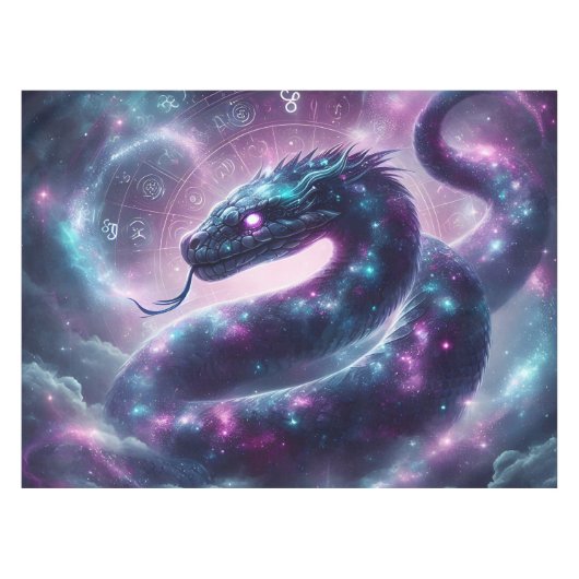 Cosmic Serpent Zodiac Galaxy Astrology テーブルクロス (正面(横))