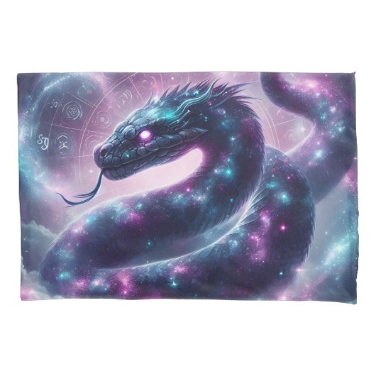 Cosmic Serpent Zodiac Galaxy Astrology 枕カバー (正面)