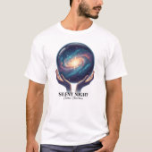 Cosmic Silent Night Galaxy Snow Globe Tシャツ (正面)