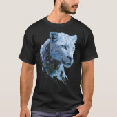 Cosmic Snow Leopard Luxury Abstract Animal Art Tシャツ (正面)