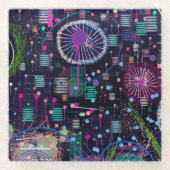 Cosmic Snow Storm: Abstract Maximalism Art ガラスコースター (正面)