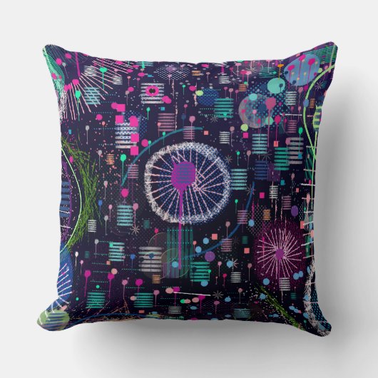 Cosmic Snow Storm: Abstract Maximalism Art クッション (正面)