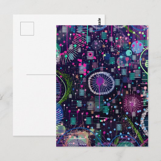 Cosmic Snow Storm: Abstract Maximalism Art ポストカード (正面/裏面)