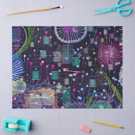 Cosmic Snow Storm: Abstract Maximalism Art 薄葉紙 (クラフト)