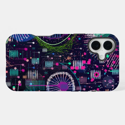 Cosmic Snow Storm: Abstract Maximalism Art iPhoneケース (裏面横)