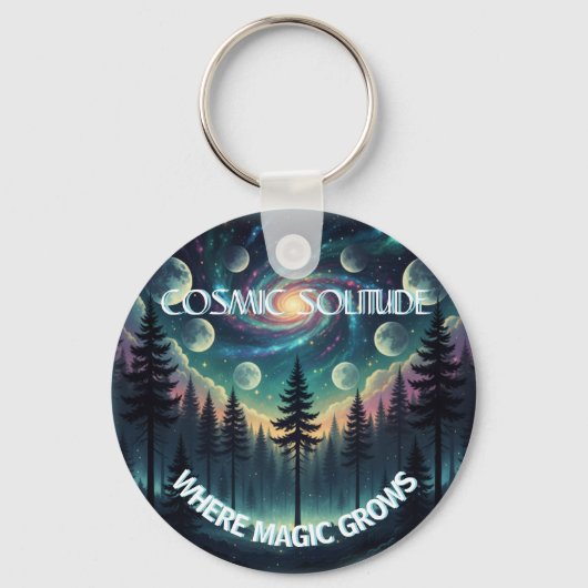 Cosmic Solitude Galaxy Forest • Moon Phases キーホルダー (正面)