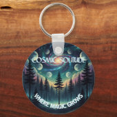 Cosmic Solitude Galaxy Forest • Moon Phases キーホルダー (正面)