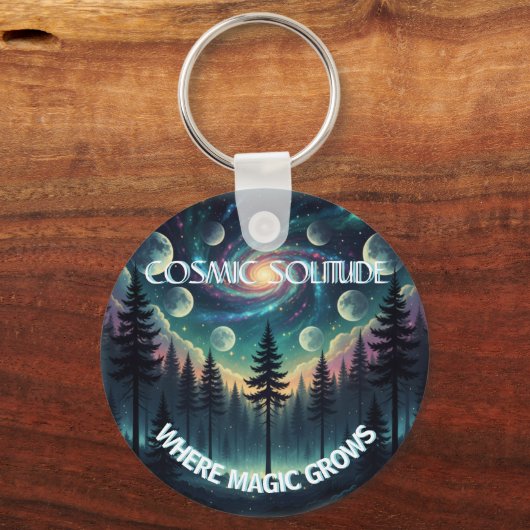 Cosmic Solitude Galaxy Forest • Moon Phases キーホルダー (正面)