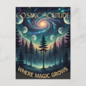 Cosmic Solitude Galaxy Forest • Moon Phases ポストカード (正面)