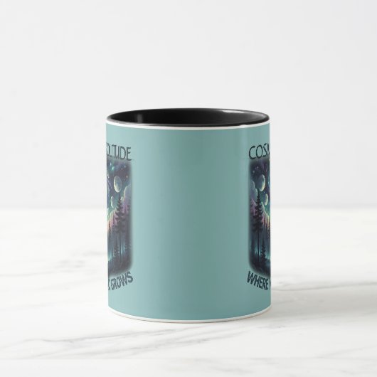 Cosmic Solitude Galaxy Forest • Moon Phases マグカップ (中央)