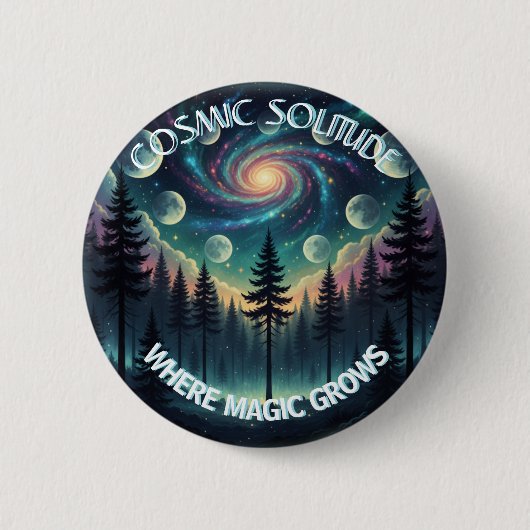 Cosmic Solitude Galaxy Forest • Moon Phases 缶バッジ (正面)