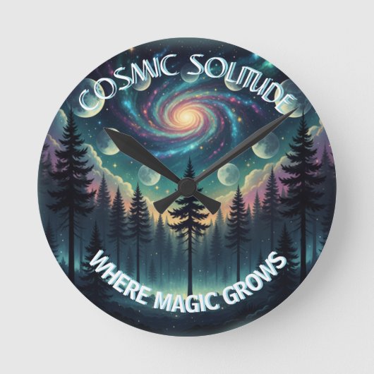 Cosmic Solitude Galaxy Forest •Phases (NO NUMBERS) ラウンド壁時計 (正面)