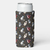 Cosmic space man fox cat stars pattern スリム缶クーラー (Seltzer正面)