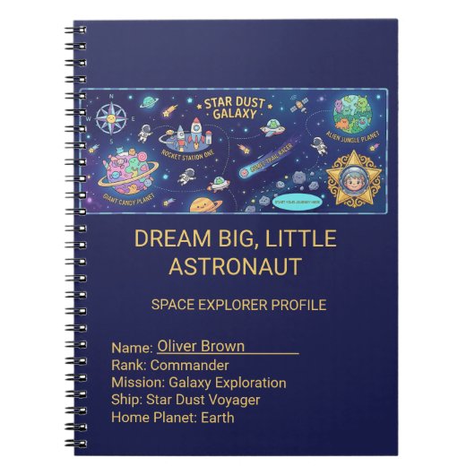 Cosmic Star Dust Galaxy Kids Mission Spiral Notebo ノートブック (正面)