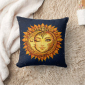Cosmic Sun Moon Boho Goddess Celestial Mandala Art クッション (ブランケット)