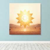 Cosmic Sun Portal Boho Wall Art | Golden Mandala キャンバスプリント (インサイチュ (ウッドフロア))