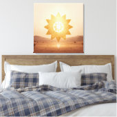 Cosmic Sun Portal Boho Wall Art | Golden Mandala キャンバスプリント (インサイチュ (寝室))
