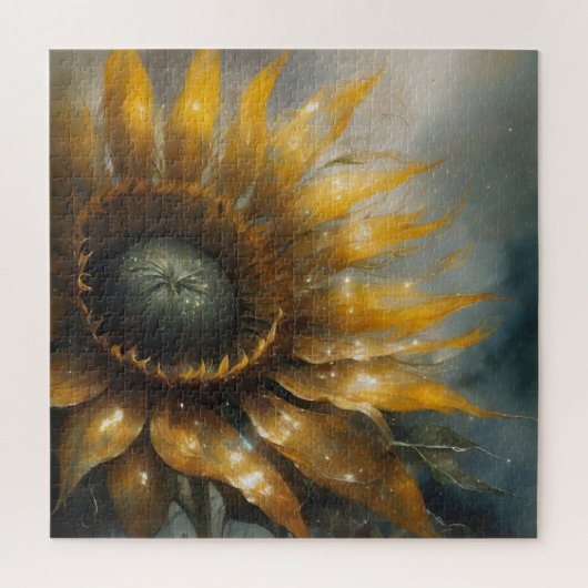 Cosmic Sunflower - AI Fantasy Digital Art Print ジグソーパズル (縦)