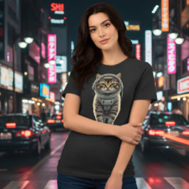 Cosmic Tabby Cat:レトロ宇宙エクスプローラーティー トライブレンドTシャツ