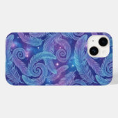 Cosmic Teal-Purple Feather Swirl Pattern Case-Mate iPhoneケース (裏面 (横))