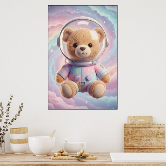 Cosmic Teddy Astronaut Art Poster ポスター (キッチン)