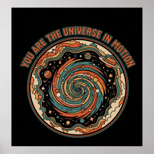 Cosmic Universe In Motion - Retro Aesthetic Spirit ポスター (正面)