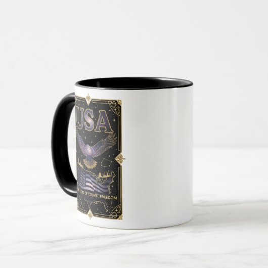 Cosmic USA Eagle Celestial Map Art マグカップ (正面左)