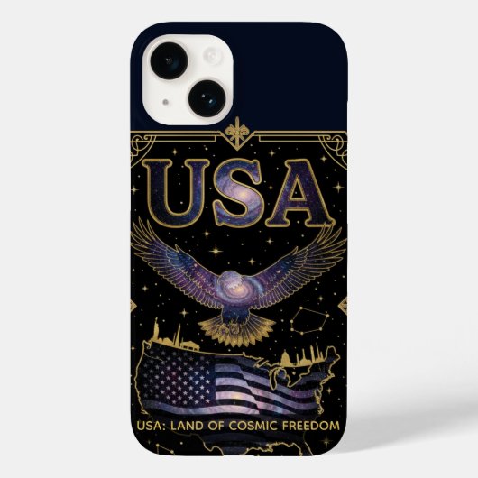 Cosmic USA Eagle Celestial Map Art Case-Mate iPhoneケース (裏面)