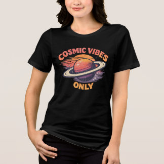 Cosmic Vibes Only Vintage 90s Space Planet Retro G トライブレンドＴシャツ