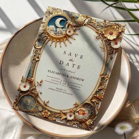 Cosmic Vintage Constellation Wedding セーブザデート