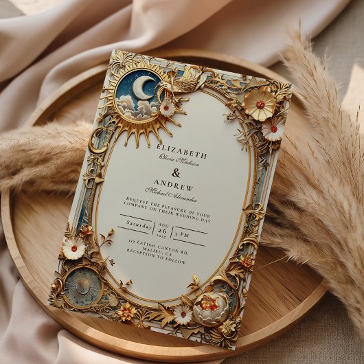 Cosmic Vintage Constellation Wedding 招待状