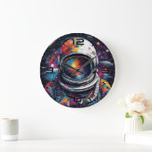 Cosmic Voyager Astronaut Nebula Wall Clock ラージ壁時計 (ホーム)