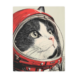 Cosmic Voyager Cat: Sci-Fiレトロ宇宙飛行士フェリン メタルプリント