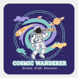 Cosmic Wanderer Astronaut Telescop スクエアシール