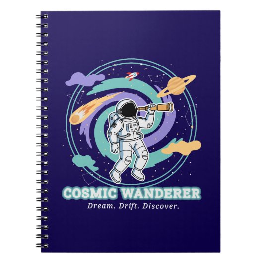 Cosmic Wanderer Astronaut Telescop ノートブック (正面)