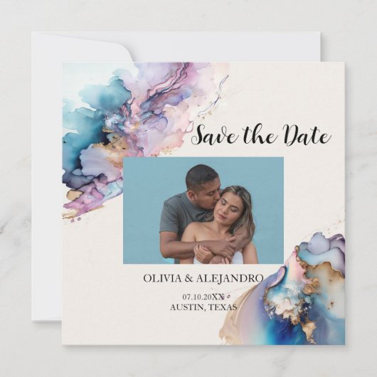 Cosmic Water Color Save the Date Card (正面)