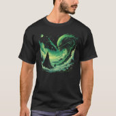 Cosmic Wave T-Shirt: Glowing Green alien Art Tシャツ (正面)