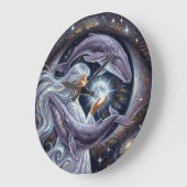 Cosmic Whale and the Girl | Surreal Wall Clock ラージ壁時計 (傾斜)