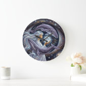 Cosmic Whale and the Girl | Surreal Wall Clock ラージ壁時計 (ホーム)