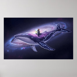 Cosmic Whale & Astronaut Art Print ポスター