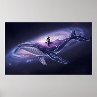 Cosmic Whale & Astronaut Art Print ポスター